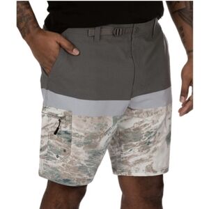Realtree Hybrid Fishing Shorts 3XL 48/50 Gray Camo UPF30 Flex‎ NWT